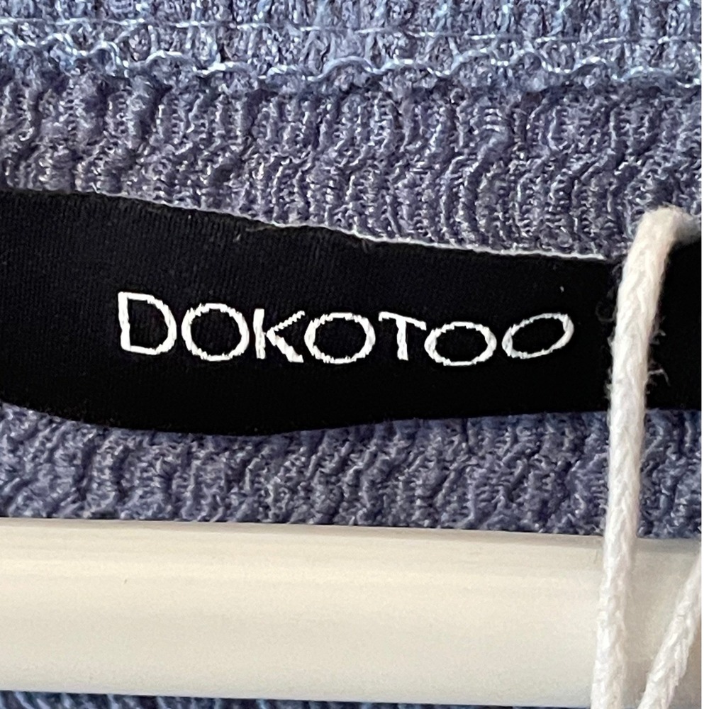 Dokotoo Blue Textured Twist Front Long Sleeve V-Neck Blouse XL NWT - Picture 3 of 9